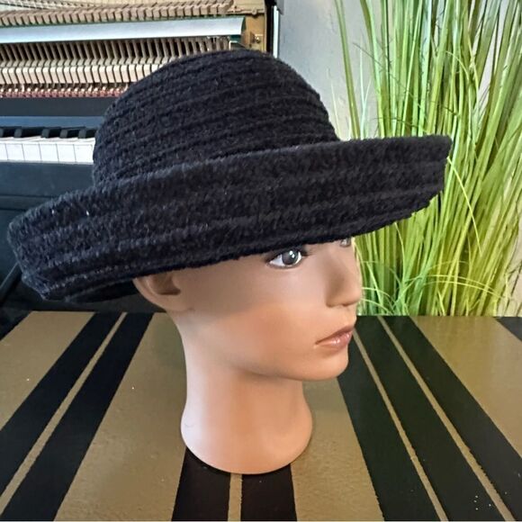 Vintageāchenille rolled brim hat super soft black - Picture 4 of 10